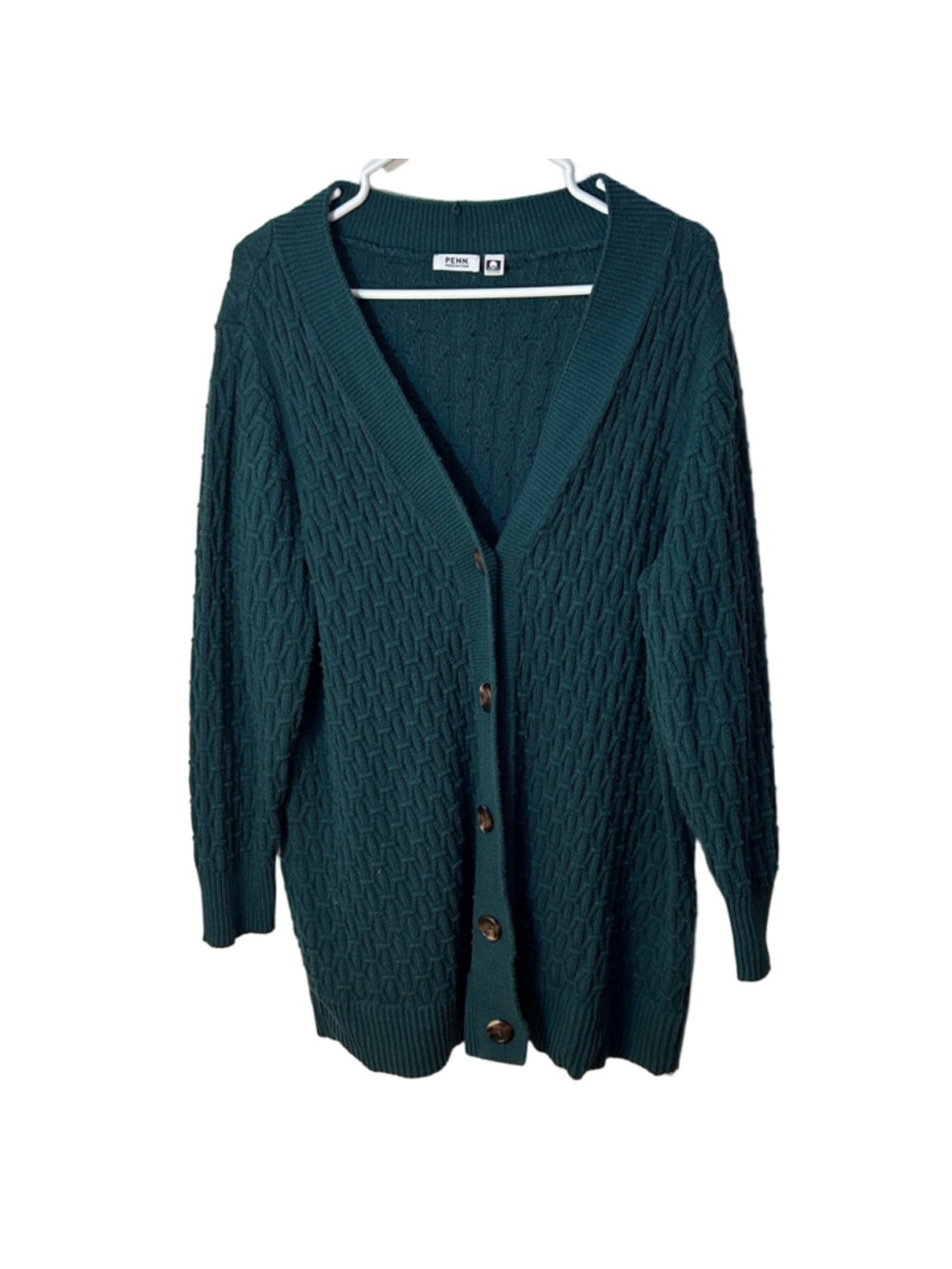 Pennington’s forest green chunky knit buttoned cardigan size 2X